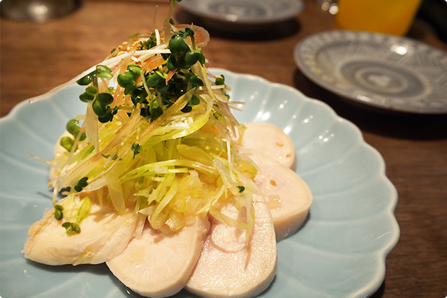 Local chicken with Japanese ginger and sprouts green onion sauce