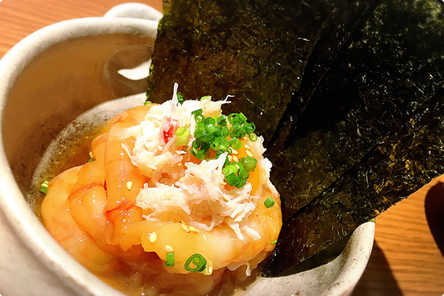 ’Yukke of sweet shrimp and snow crab’￥1,250